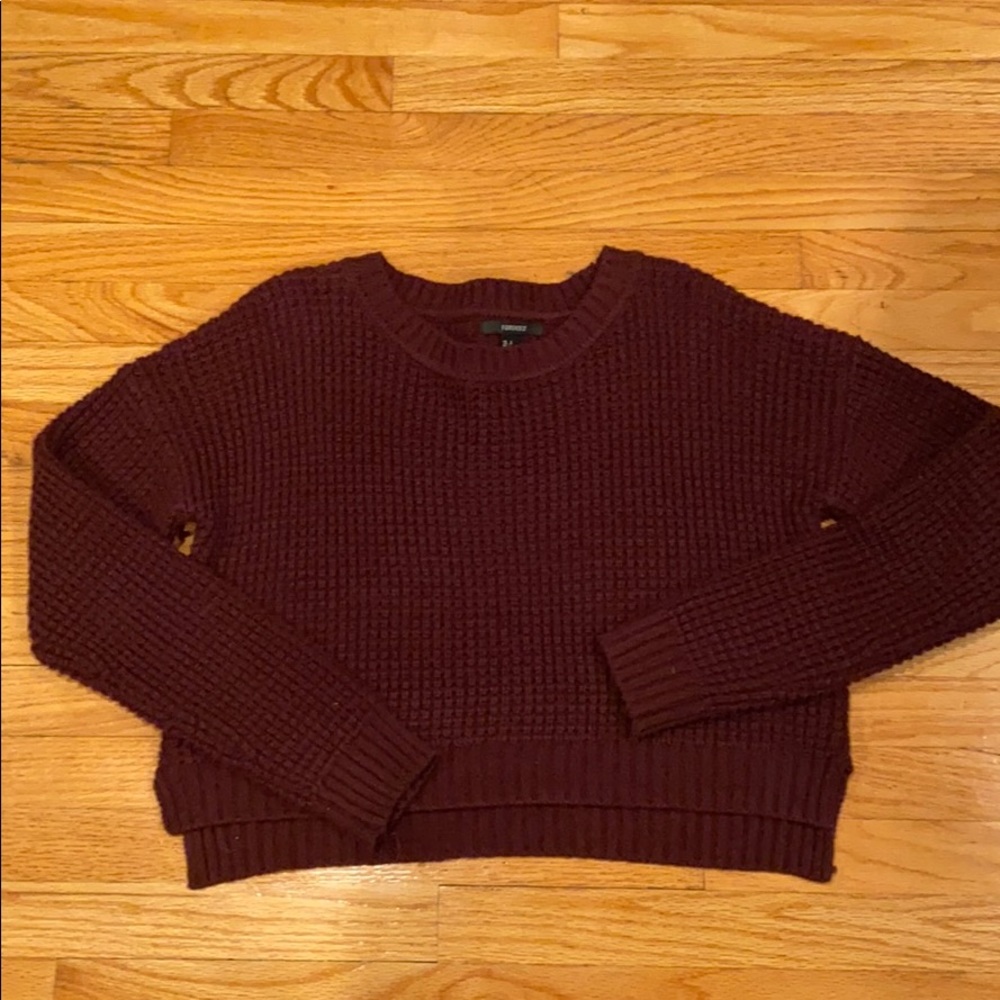 Burgundy Forever 21 Crop Sweater
